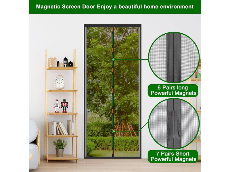  Moustiquaire de porte magnétique 100x220cm – fermeture automatique, noir  - Conforama C
