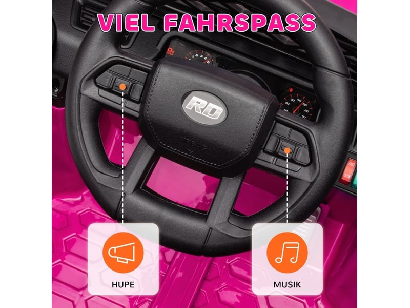  Voiture électrique 12 v pour enfants 95x62,5x65 cm avec télécommande 2,4 ghz rose  - Conforama B