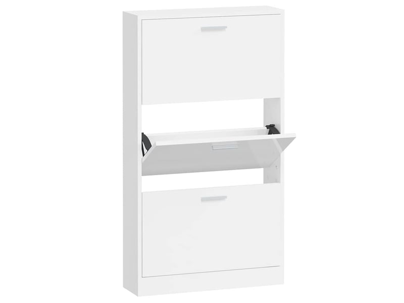 Meuble à chaussure | armoire à chaussure blanc brillant 59x17x108 cm bois ingénierie  - Conforama A