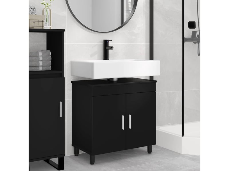  Unité de vanité de salle de bain, meuble de rangement noir 60x35x60 cm shl9967  - Conforama B
