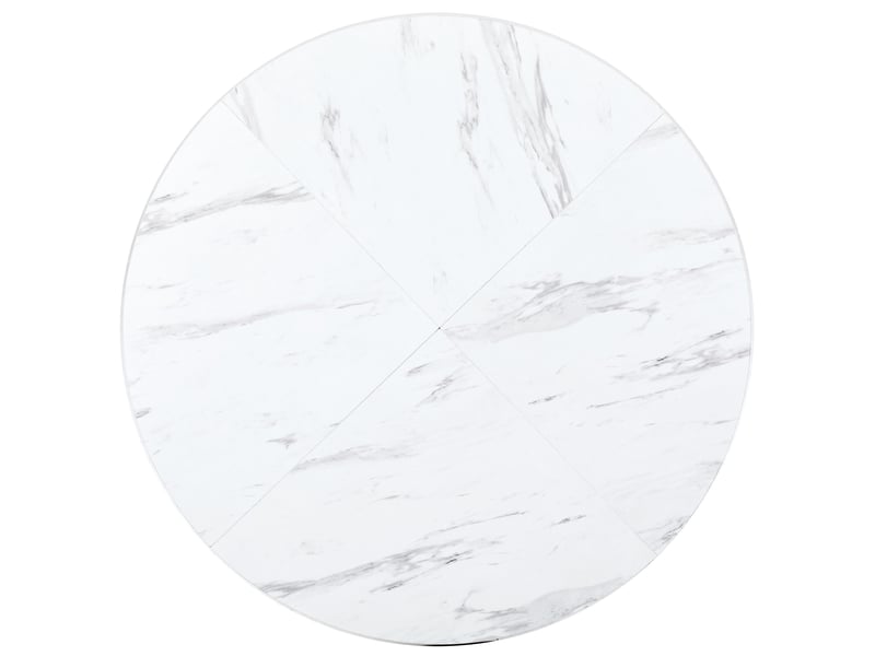 Table à manger ronde en mdf avec motif de marbre,cadre en métal,100x100cm,blanc table blanc - Conforama E