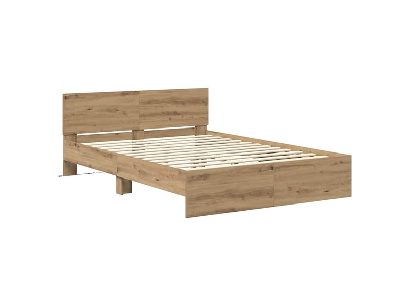  Lit double- lit adulte -  cadre de lit chêne artisanal 150 x 200 cm bois d'ingénierie  - Conforama D