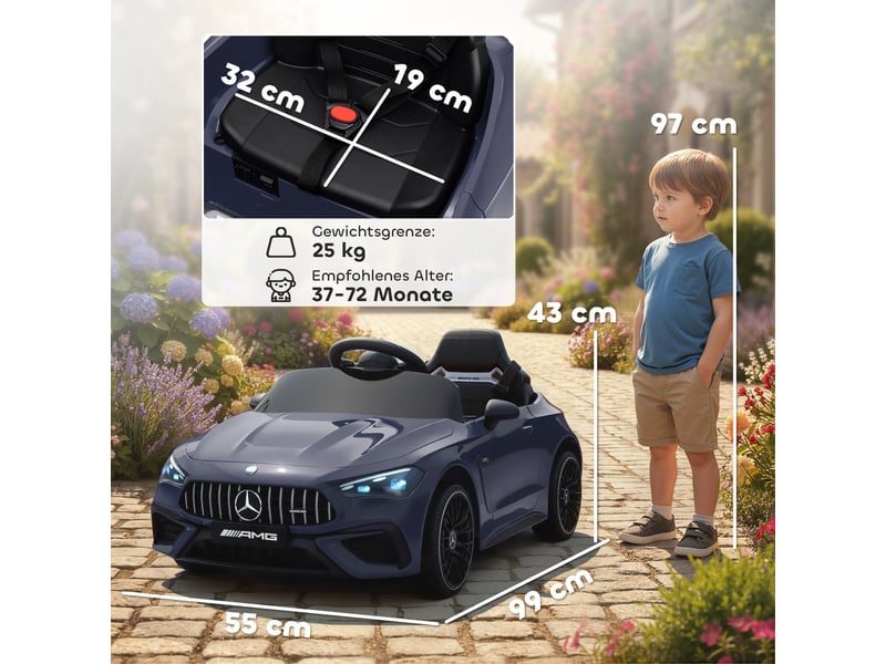 Voiture électrique pour enfants, design mercedes, moteur 12 v, télécommande, lumières led, musique, pour les enfants de 3 à 6 ans, grise - Conforama E