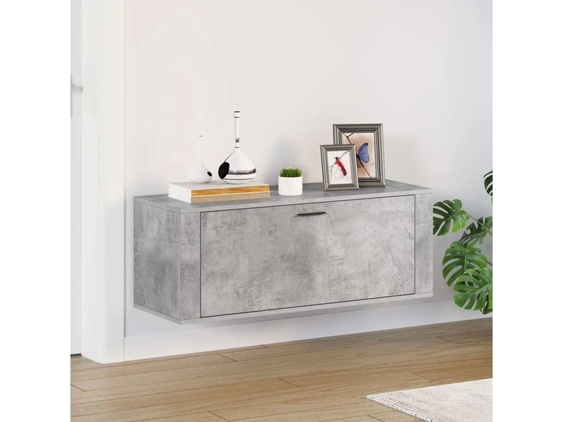  Meuble à chaussure, armoire à chaussures murale gris béton 100x35x38 cm  - Conforama B