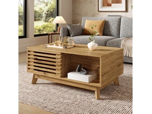 Table basse rectangulaire coloris naturel <strong>BEAOK</strong> <strong></strong> - 55 cmx90 cm