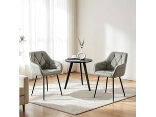 Chaise de salle à manger lot de 2 rembourrées avec accoudoirs et dossier ergonomique en similicuir gris foncé