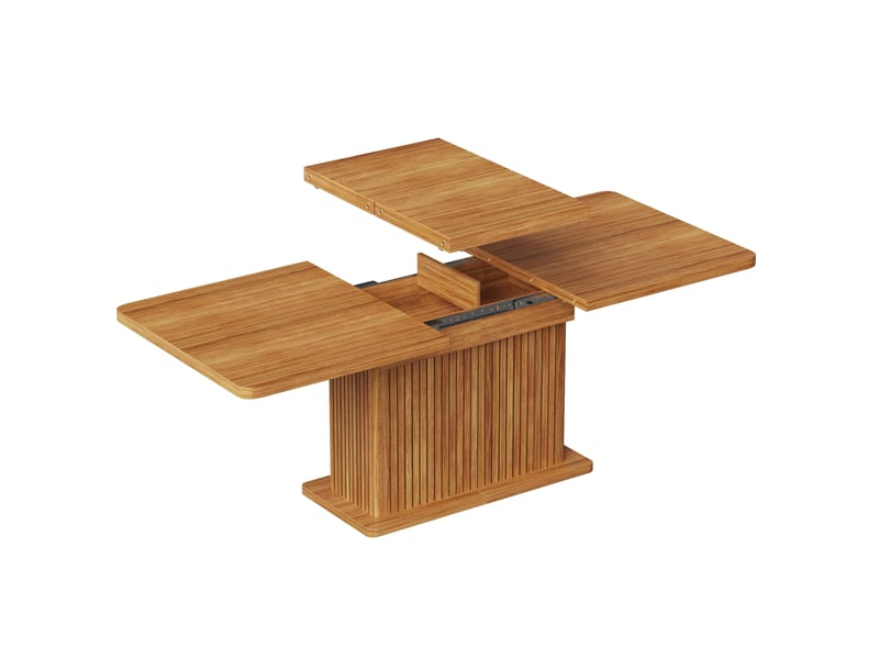  Table à manger extensible 120-160 cm effet bois brun avec rangement et relief rainuré  - Conforama D