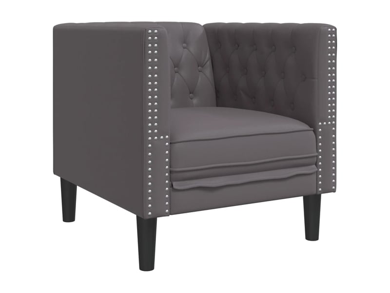  Vidaxl fauteuil chesterfield gris similicuir  - Conforama A