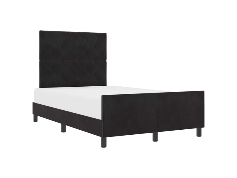 Lit adulte double, lit à ressorts avec tête de lit noir 120 x 190 cm velours - Conforama A
