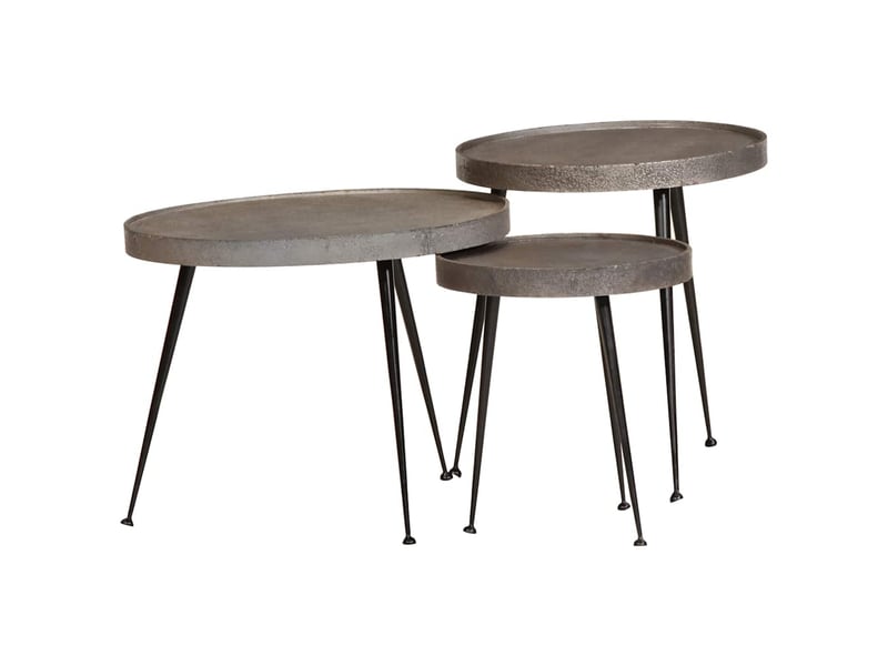  Table basse 3 pcs - table de salon - table à thé en bois composite argenté  - Conforama B