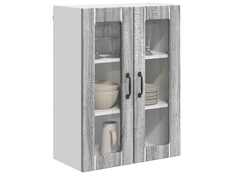 Meuble mural de cuisine, cabinet en verre mural sonoma gris 60x31x80cm - Conforama C