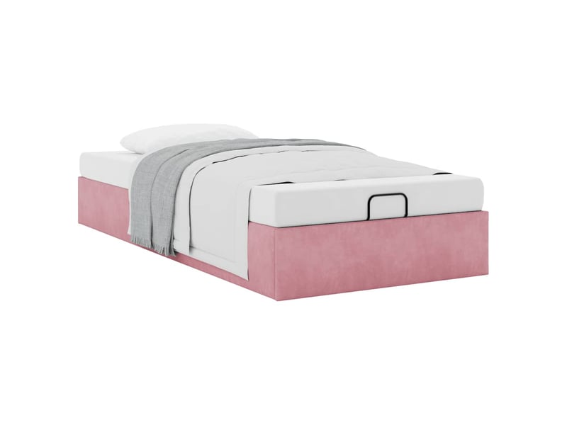  Lit simple- lit adulte -  cadre de lit ottoman sans matelas rose 90x190 cm velours  - Conforama D