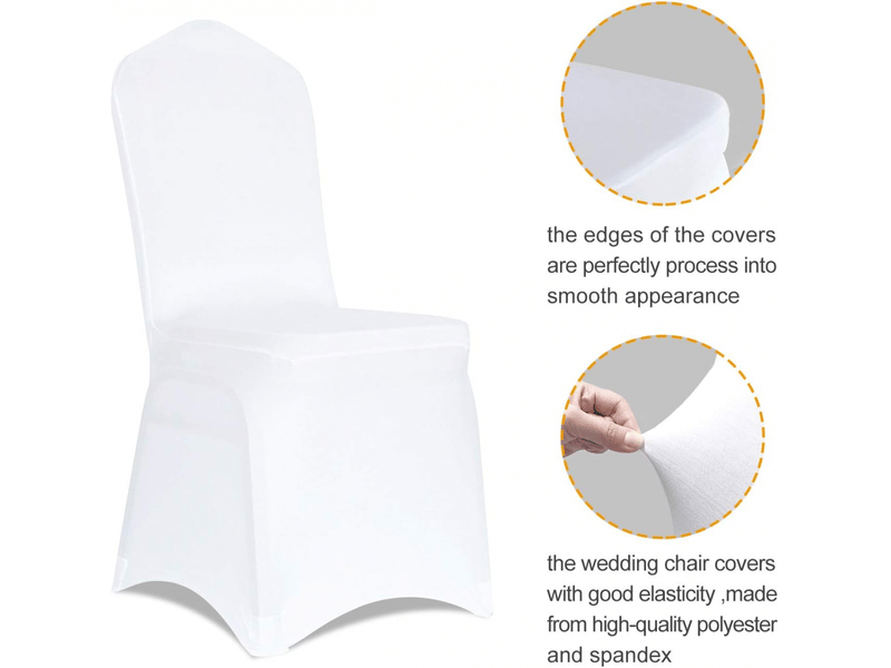  Housses de chaises blanches, en élasthanne, lavables, convenant aux mariages, fêtes et banquets XLH-ZLS-009292ZLS - Conforama E