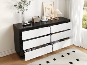 Commode 6 tiroir(s) BGSRYAO coloris blanc largeur 140 cm