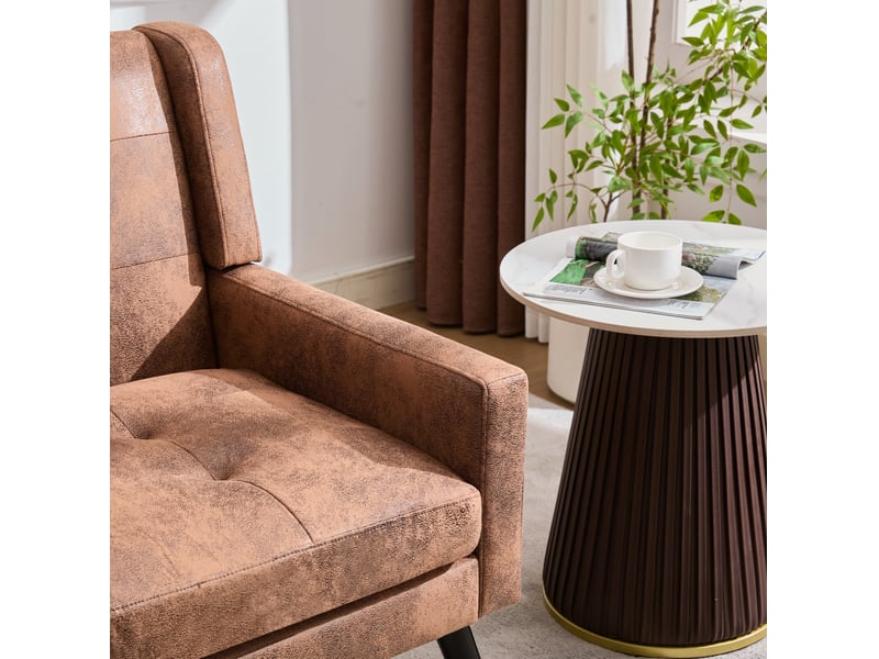  Canapé droit 2 places 119x75x88 cm, coussin haute densité, pieds en bois, pour salon, chambre et bureau, suède, café  - Conforama E