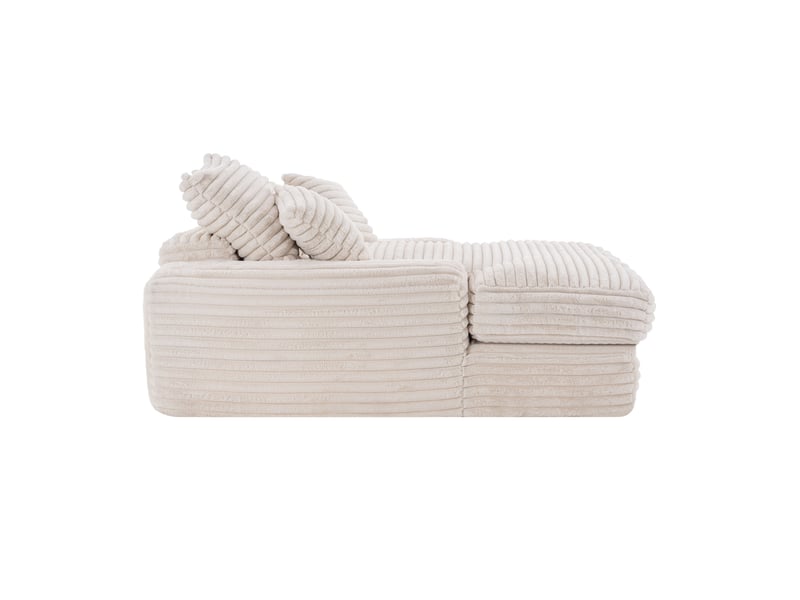  Méridienne en velours côtelé beige avec 4 coussins W2087S00018 - Conforama B