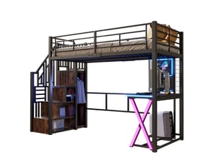 Lit mezzanine 90x200 cm <strong></strong> <strong></strong> coloris noir