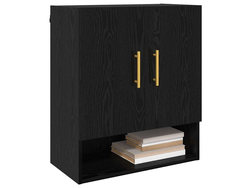  Meuble mural, rangement salon 60 x 31 x 70 cm bois d'ingénierie chêne noir shl9891  - Conforama C