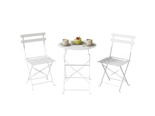 Ensemble bistrot d'extérieur pliable avec table et 2 chaises, blanc