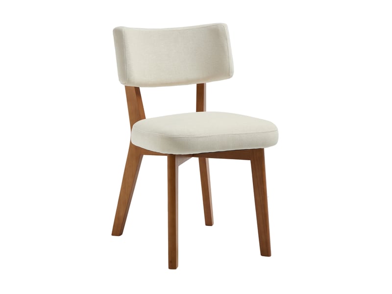  Chaise de salle à manger lot de 2 avec assise rembourrée et dossier ergonomique en tissu et bois beige  - Conforama A