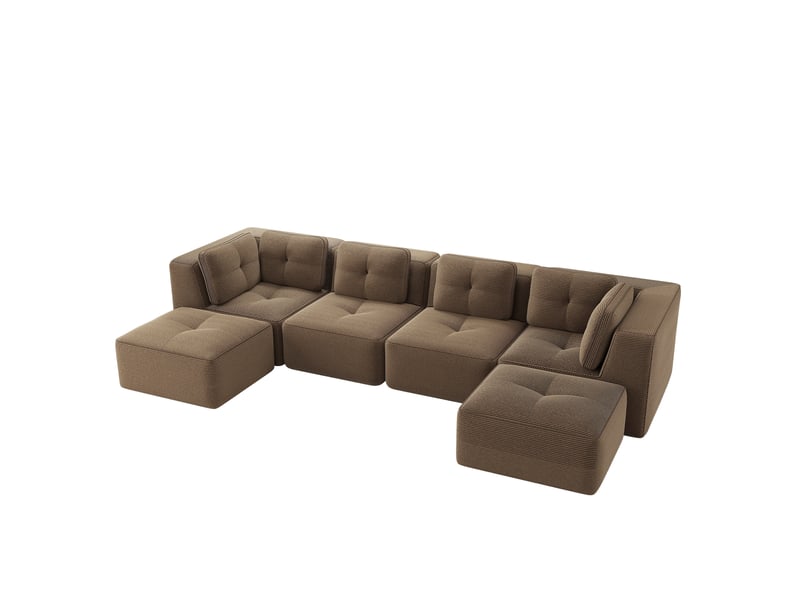 Canapé d'angle, canapé convertible – forme u, sans cadre, avec pouf, marron, sans montage, base antidérapante - Conforama B