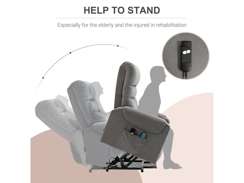 Fauteuil releveur électrique, massage chauffant, fauteuil relax inclinable avec repose-pieds pour salon - Conforama D