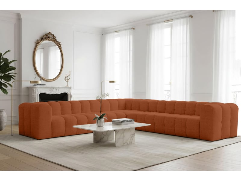 Canapé d'angle réversible miloe 8 places en tissu - terracotta MILOE - Conforama B