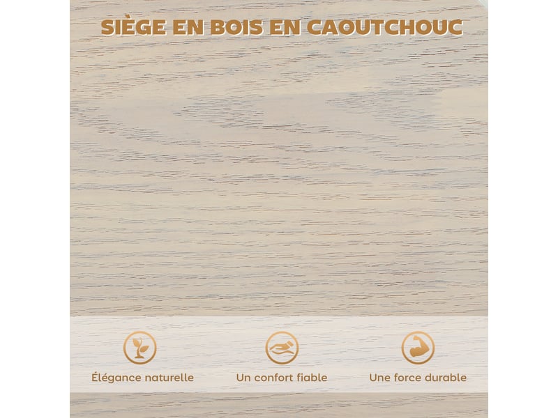  Lot de 2 tabourets de bar, chaises de bar pivotantes avec assise en hévéa, hauteur réglable et repose-pieds, blanc  - Conforama R