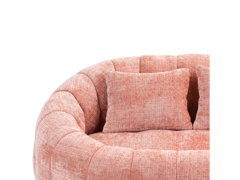  Canapé 2 places 150x95x63 cm sans structure en bois chenille rose  - Conforama D