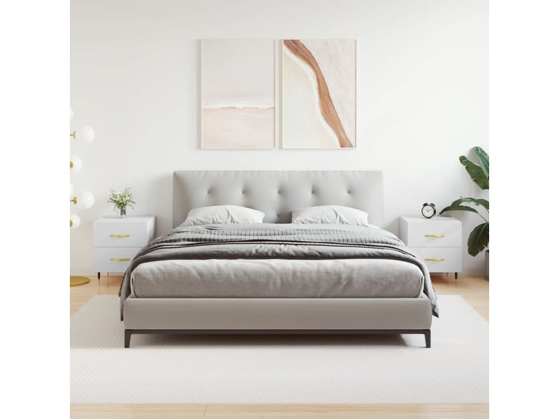  Vidaxl lot 2 tables chevet blanc bois fer 40x35x47,5cm table nuit chambre salon  - Conforama B
