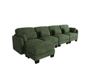 Canapé d’angle modulaire tcqpz 4 places 330 x 143 x 88 cm avec ottomane en chenille vert