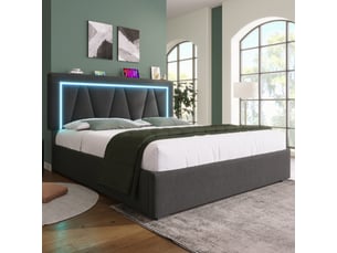 Lit coffre 140x200 cm <strong></strong> <strong></strong> coloris gris
