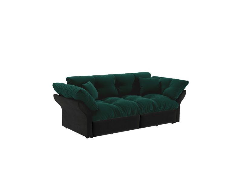  Canapé-lit convertible 3-en-1 190 cm queen-size, velours capitonné, 2 coussins, vert  - Conforama A