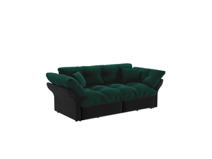 Canapé-lit convertible 3-en-1 190 cm queen-size, velours capitonné, 2 coussins, vert