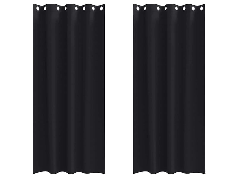  Lot de 2 rideaux occultants, rideaux black-out avec anneaux noir 260 x 140 cm cf44717  - Conforama A
