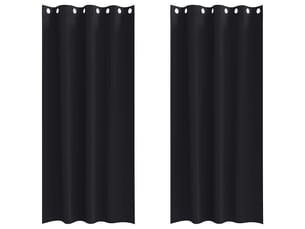 Lot de 2 rideaux occultants, rideaux black-out avec anneaux noir 260 x 140 cm cf44717