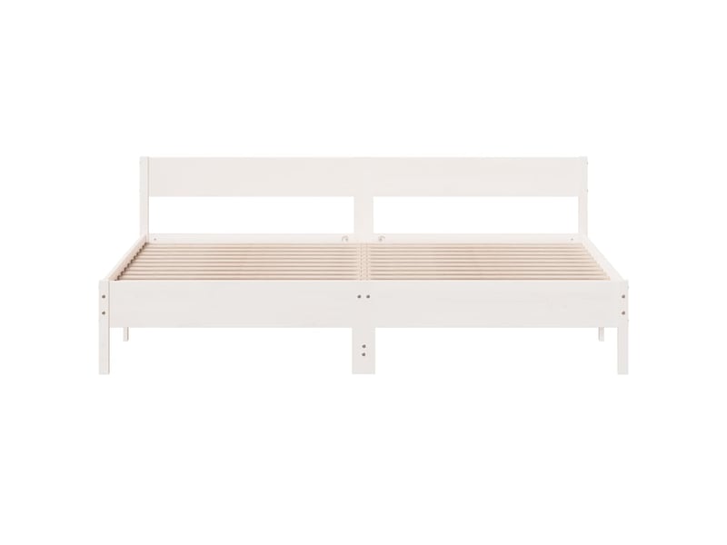  Lit double- lit adulte -  cadre de lit sans matelas blanc 200x200 cm bois massif de pin  - Conforama C