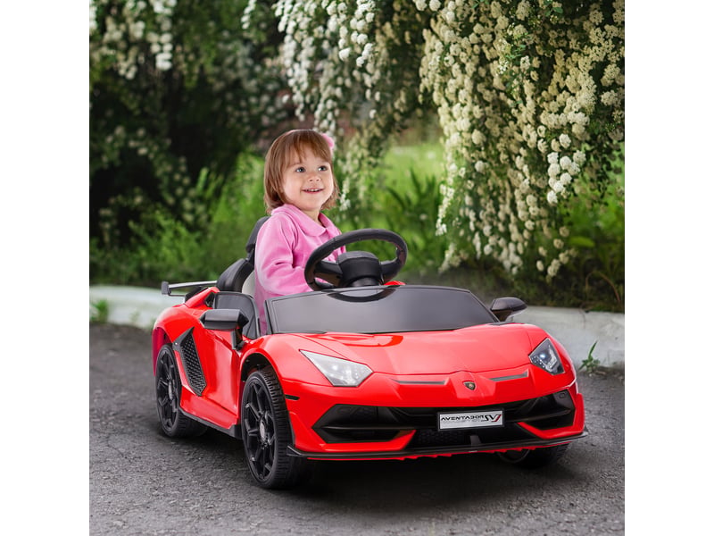 Voiture électrique pour enfants, lamborghini aventador sous licence, portes papillon, musique, klaxon, pour les 3-5 ans, rouge - Conforama D
