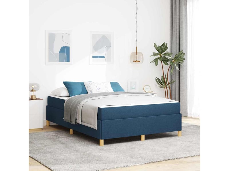 Lit double | lit adulte | cadre de lit avec matelas bleu 140x200 cm tissu - Conforama B