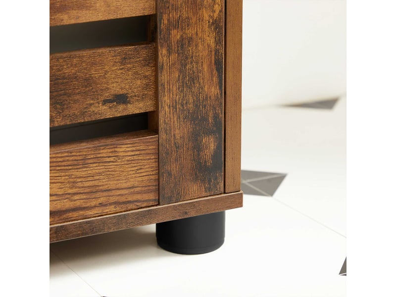 Meuble de rangement armoire salle de bain 100 x 28 x 178 cm placard buffet avec 2 portes persiennes 2 planche réglable en hauteur marron 12_0006408  - Conforama B