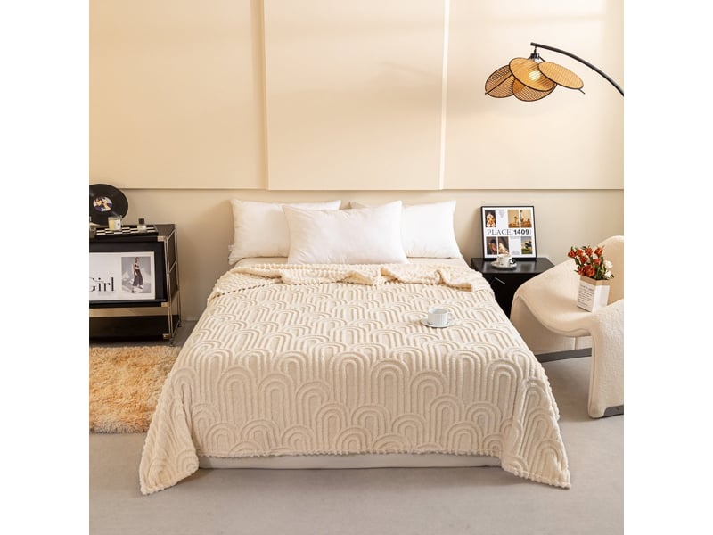  Plaid écru à motifs design 150 x 200 cm kazoo PD009-ECR-150 - Conforama A