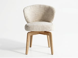 Bobochic lot de 2 chaises pivotantes anne placage chêne massif et tissu texturé marron clair