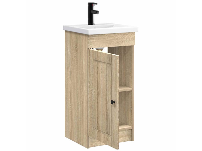  Meuble salle de bain avec évier, meuble de rangement chêne sonoma shl187  - Conforama D