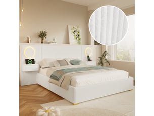 Lit avec rangement 180x200 cm coloris beige