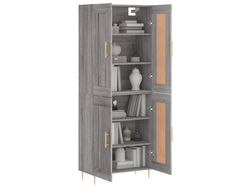 Buffet haut - bahut - meuble de rangement sonoma gris 69,5x34x180 cm bois d'ingénierie - Conforama C