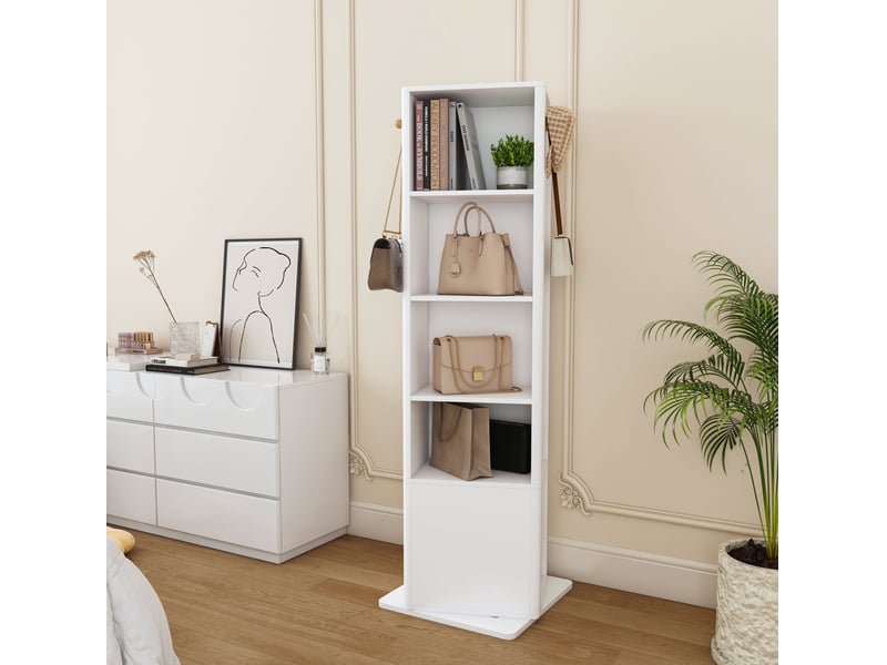  Armoire à bijoux modenvie pivotante à 360° avec miroir psyché 50 x 50 x 170 cm blanche  - Conforama E