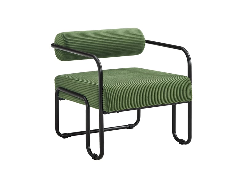  Fauteuil en velours côtelé vert, piètement en métal noir W3915P460808 - Conforama B