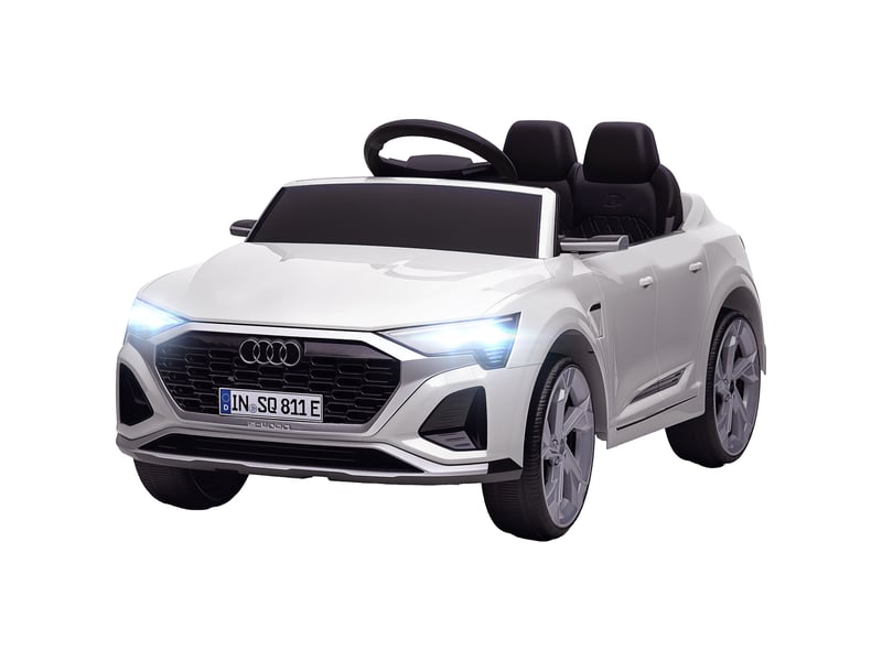  Audi q8 etron sportback 12v voiture électrique pour enfants avec télécommande, démarrage progressif, phares, klaxon et musique, blanche  - Conforama B