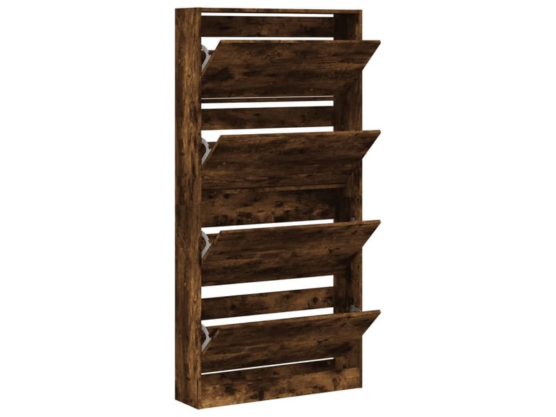  Meuble à chaussure | armoire à chaussures 4 tiroirs rabattables chêne fumé  - Conforama E