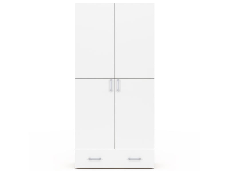 Armoire 2 portes juliana blanc et bois étagères 80 cm avec 1 tiroir  - Conforama E